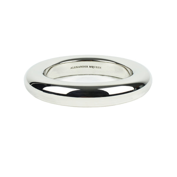 Alexander McQueen mirrored solid silver metal bangle bracelet