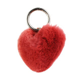 Fur heart keyring charm red silver