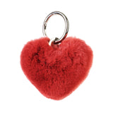 Fur heart keyring charm red silver