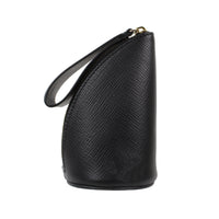 Smythson black Panama crossgrain leather 1/4 moon coin purse pouch