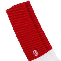 Alexander McQueen long sports socks in white and red with skull detailing