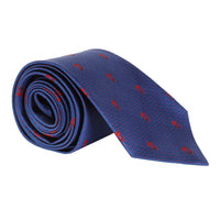 Alexander McQueen skull and dot pattern silk tie in royal blue and red