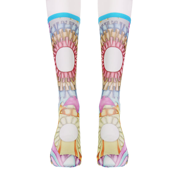 Swash London Multicoloured Kalaidoscopic Patterned Sheer Chiffon Socks Popsocks