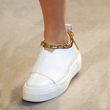Calvin Klein luxurious warm gold tone brushed metal chunky chain t-bar anklet