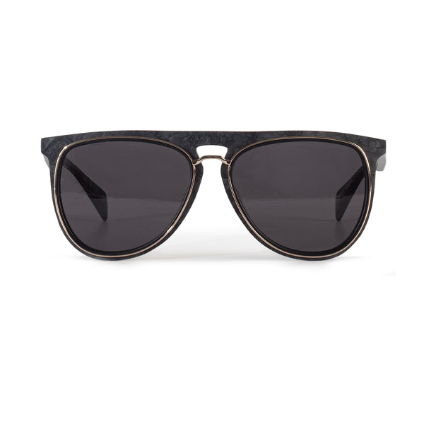 Yohji Yamamoto YY5024 sunglasses in a black and grey marbled finish