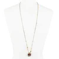 Alexander McQueen gold tone pendant necklace with serpent snake detailing and rose crystal pearls