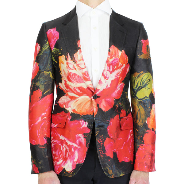 Alexander McQueen painted rose print jacket blazer Neo-romantic