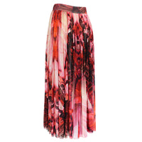 Alexander McQueen pink red black butterfly print skirt pleated