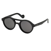 Moncler black double bridge sunglasses with grey tone lenses