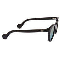 Moncler black frame sunglasses with a grey mirrored lens