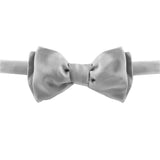 Alexander McQueen pale light grey woven silk bow tie