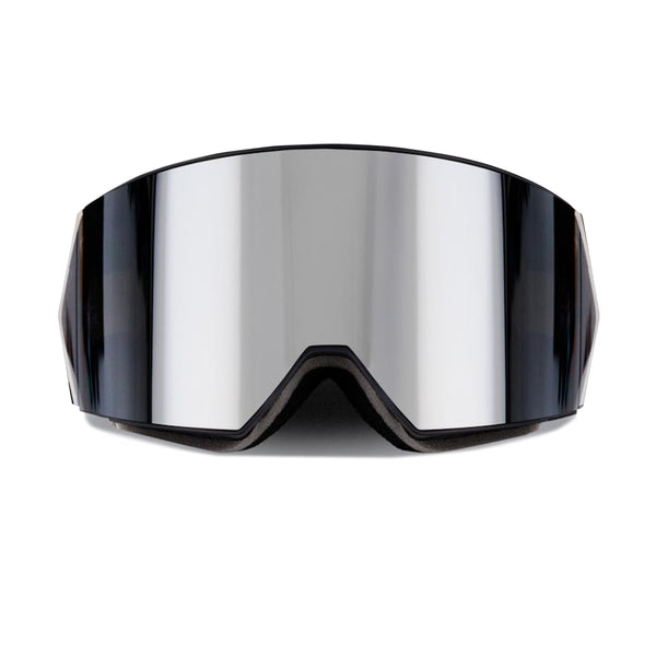 Perfect Moment ski goggles in mirrored silver and blue and green tone lenses skiwear