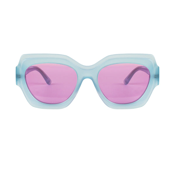 Ganni sky blue translucent frame pink tone D frame lenses