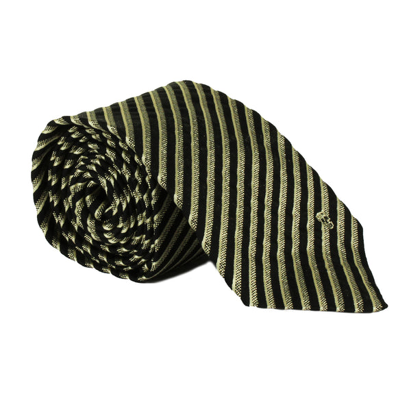 Alexander McQueen black and gold regimental stripe pattern tie necktie