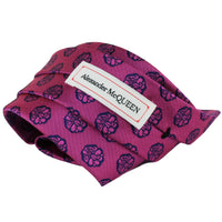 Alexander McQueen logo patterned silk tie in pink and midnight blue
