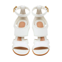 Alexander McQueen cantilever heels in ivory white with gold tone hardware and wooden sole