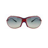 Raf Simons wraparound sunglasses in a a red metal frame