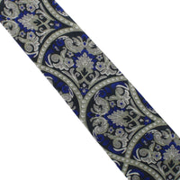 Dries Van Noten floral jacquard tie midnight blue black grey