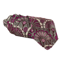 Dries Van Noten retro floral patterned silk tie in magenta