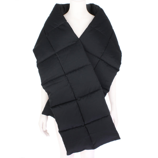 Dries Van Noten black oversized quilted wool scarf down feather filled