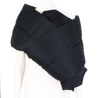 Dries Van Noten black oversized quilted wool scarf down feather filled