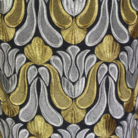 Dries Van Noten grey wool gold silver embroidered pencil skirt midi