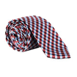 Dunhill check patterned tie in blue and claret tones