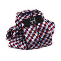 Dunhill check patterned tie in blue and claret tones