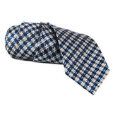 Dunhill woven silk check patterned tie black white blue grey