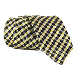 Dunhill woven silk check pattern tie yellow brown and white