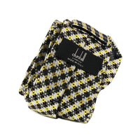 Dunhill woven silk check pattern tie yellow brown and white