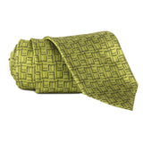 Dunhill geometric logo patterned silk tie chartreuse green