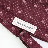 Alexander McQueen claret red skull and dot pattern silk bow tie