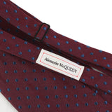 Alexander McQueen woven silk bow tie in a polka dot pattern plum purple navy blue