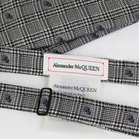 Alexander McQueen grey and black Prince of Wales check and skull patterned silk bow tie