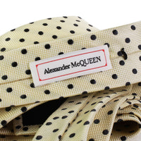 Alexander McQueen ivory black polka dot pattern tie with skull detailing