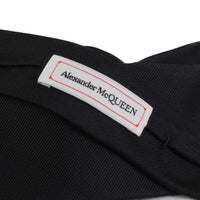 Alexander McQueen black twill silk tie with grey serpent and skull detailing