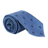 Alexander McQueen blue and navy blue silk tie in a skull and dot pattern