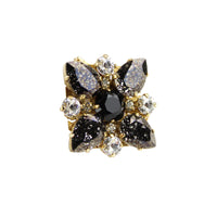 Heiter gold plated black patina Swarovski crystal detailed brooch lapel pin