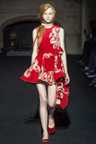 Simone Rocha runway collection flock dress in red and taupe